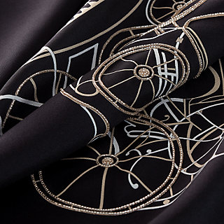 Complication Equestre embroidered scarf 90 - Black | Hermès USA